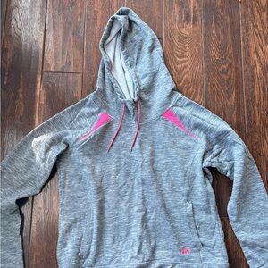 LG Women's Gray and Pink Hoodie Sweater